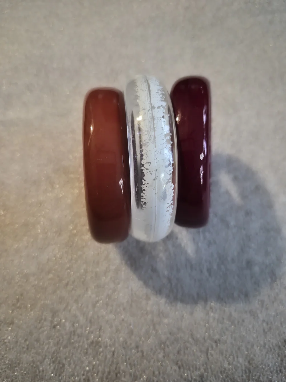 VTG Clear and Burgundy Decorative Bangles Set of 3